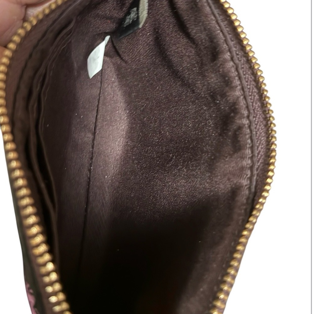 Coach Floral Print Leather Wristlet in Plum with Pink Accents - Picture 7 of 11